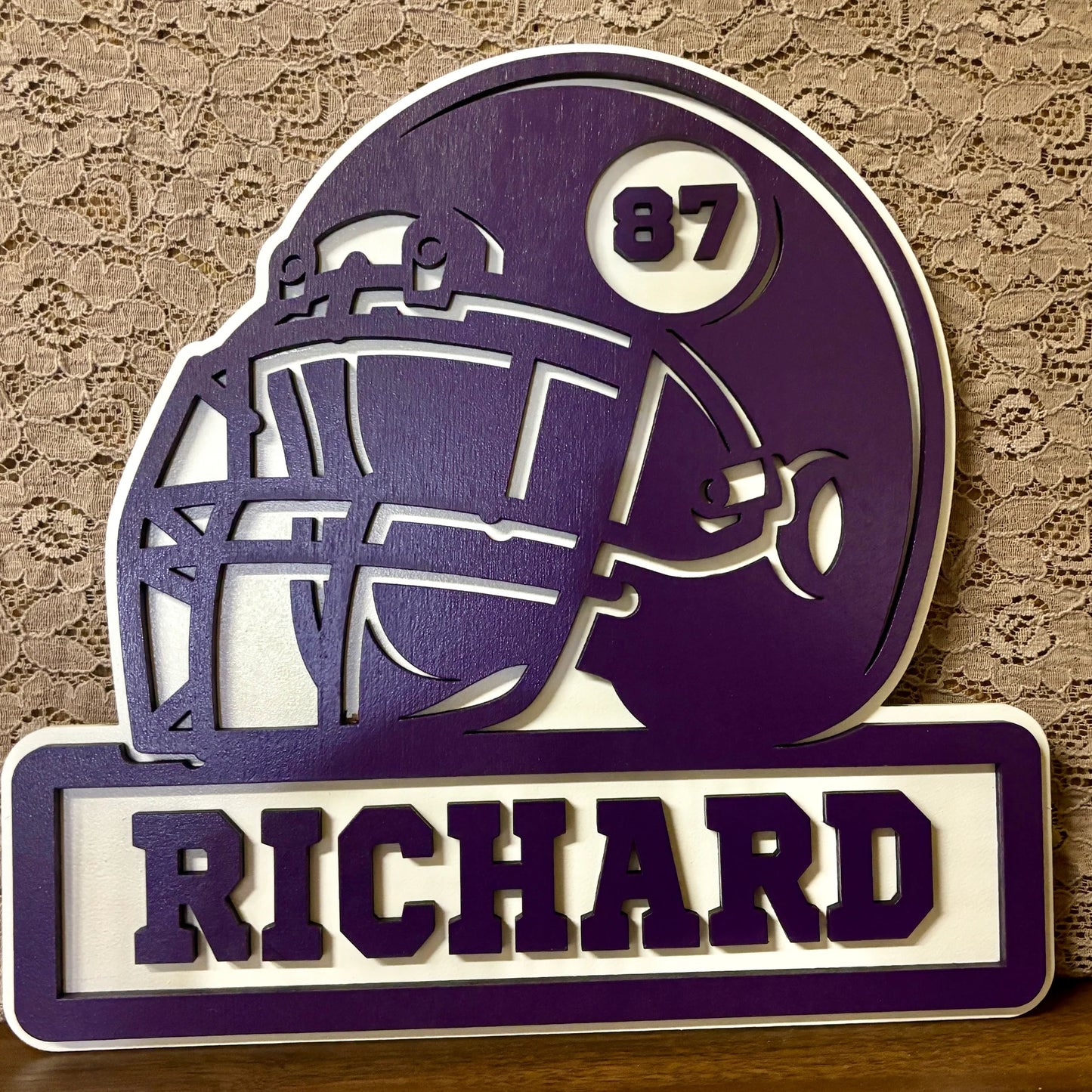 Personalized Helmet Football Player Sign| Celebrate Your Star Player | Football Gift