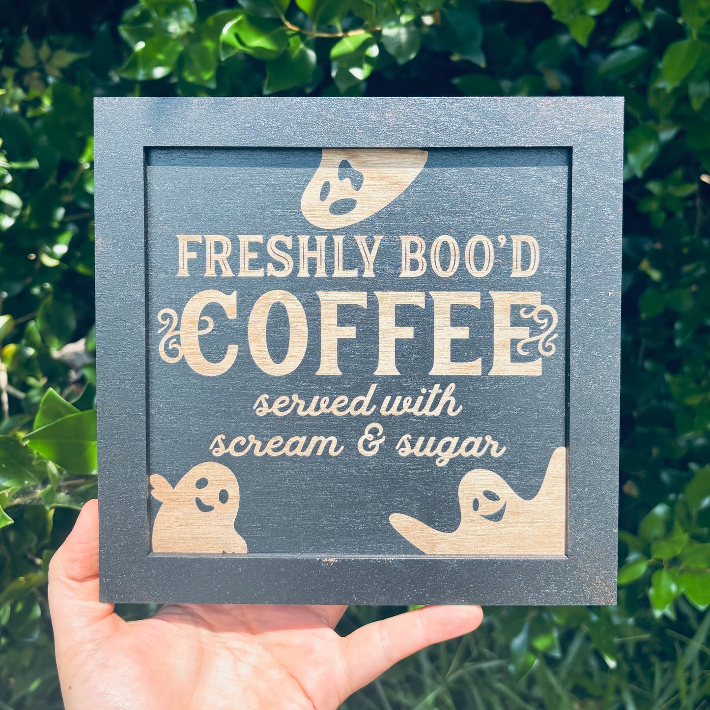 Freshly Boo'd Coffee Sign | Spooky Season Halloween Sign | Spooky Season Decor | Served with Scream and Sugar