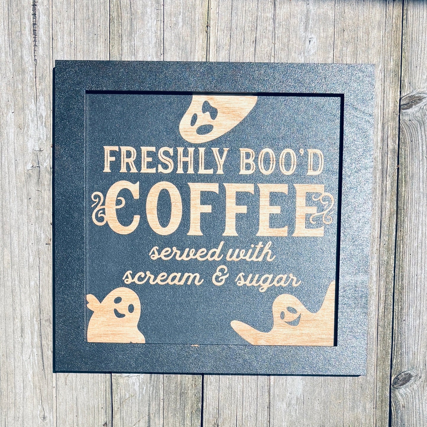 Freshly Boo'd Coffee Sign | Spooky Season Halloween Sign | Spooky Season Decor | Served with Scream and Sugar