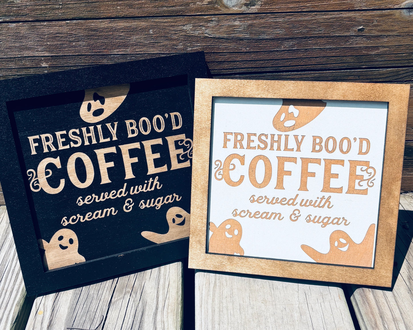 Freshly Boo'd Coffee Sign | Spooky Season Halloween Sign | Spooky Season Decor | Served with Scream and Sugar