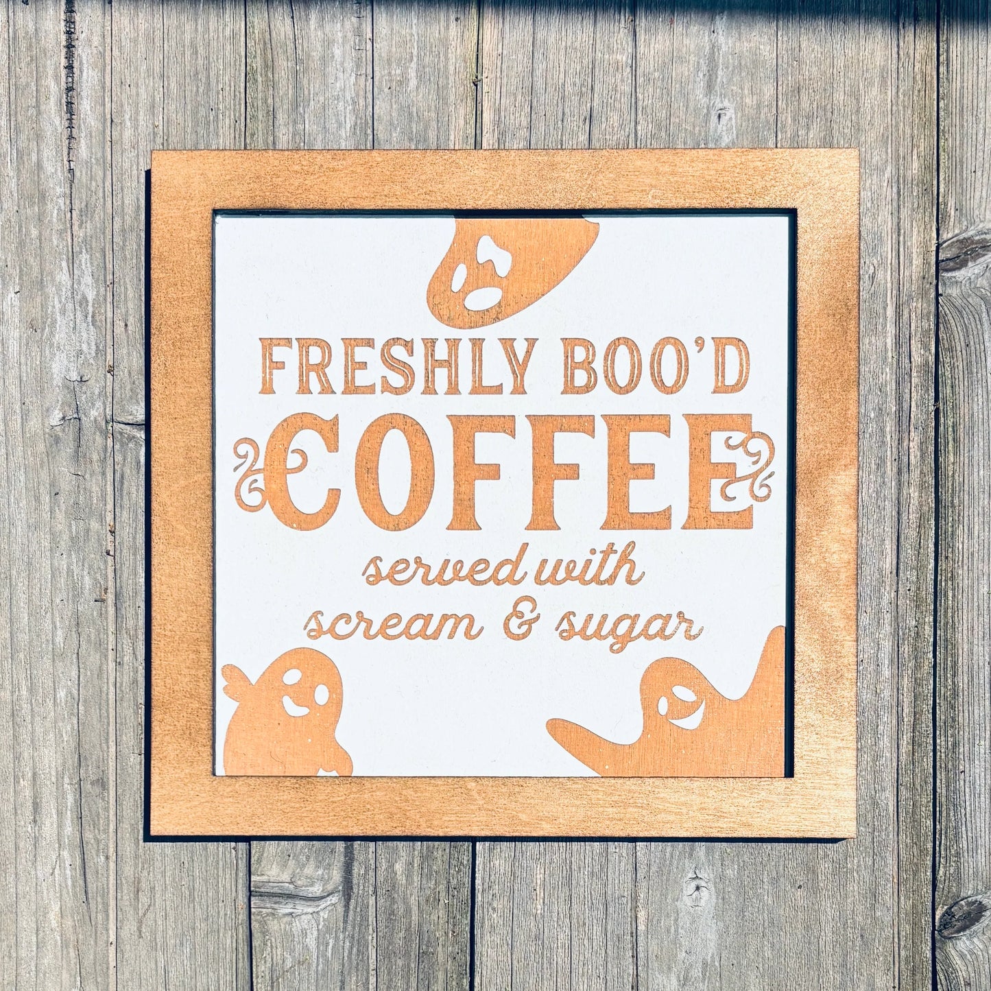 Freshly Boo'd Coffee Sign | Spooky Season Halloween Sign | Spooky Season Decor | Served with Scream and Sugar
