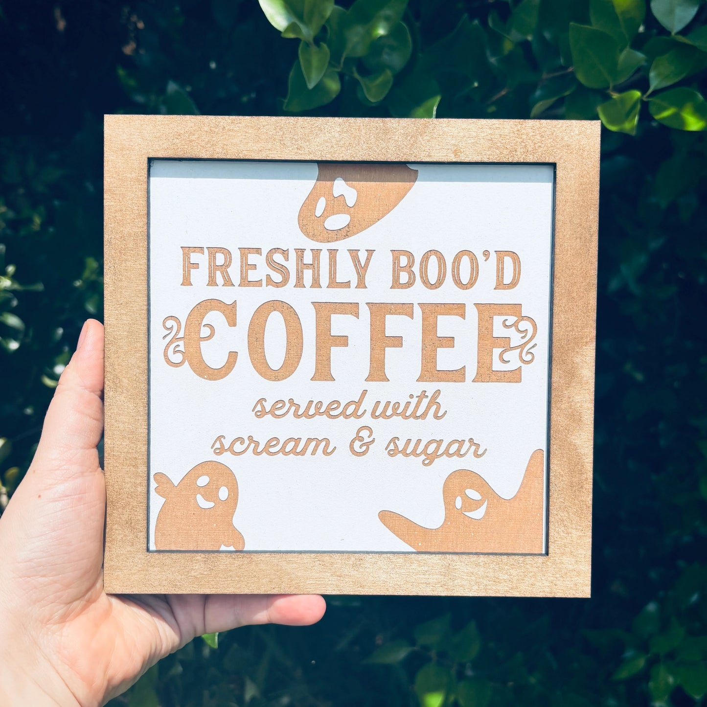 Freshly Boo'd Coffee Sign | Spooky Season Halloween Sign | Spooky Season Decor | Served with Scream and Sugar