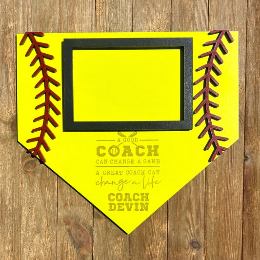 Custom Softball Coach Photo Frame | Personalized Softball Wall Hanging | Softball Team Gift | Softball Picture Frame