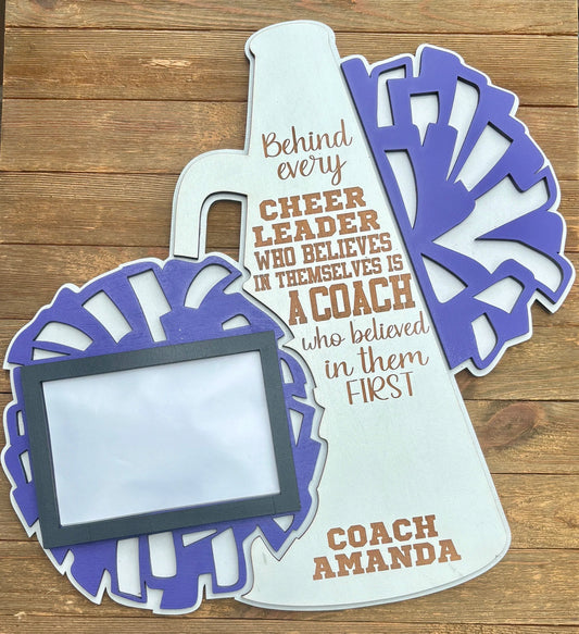 Custom Cheer Coach Photo Frame | Personalized Cheer Wall Hanging | Cheer Team Gift | Cheer Picture Frame