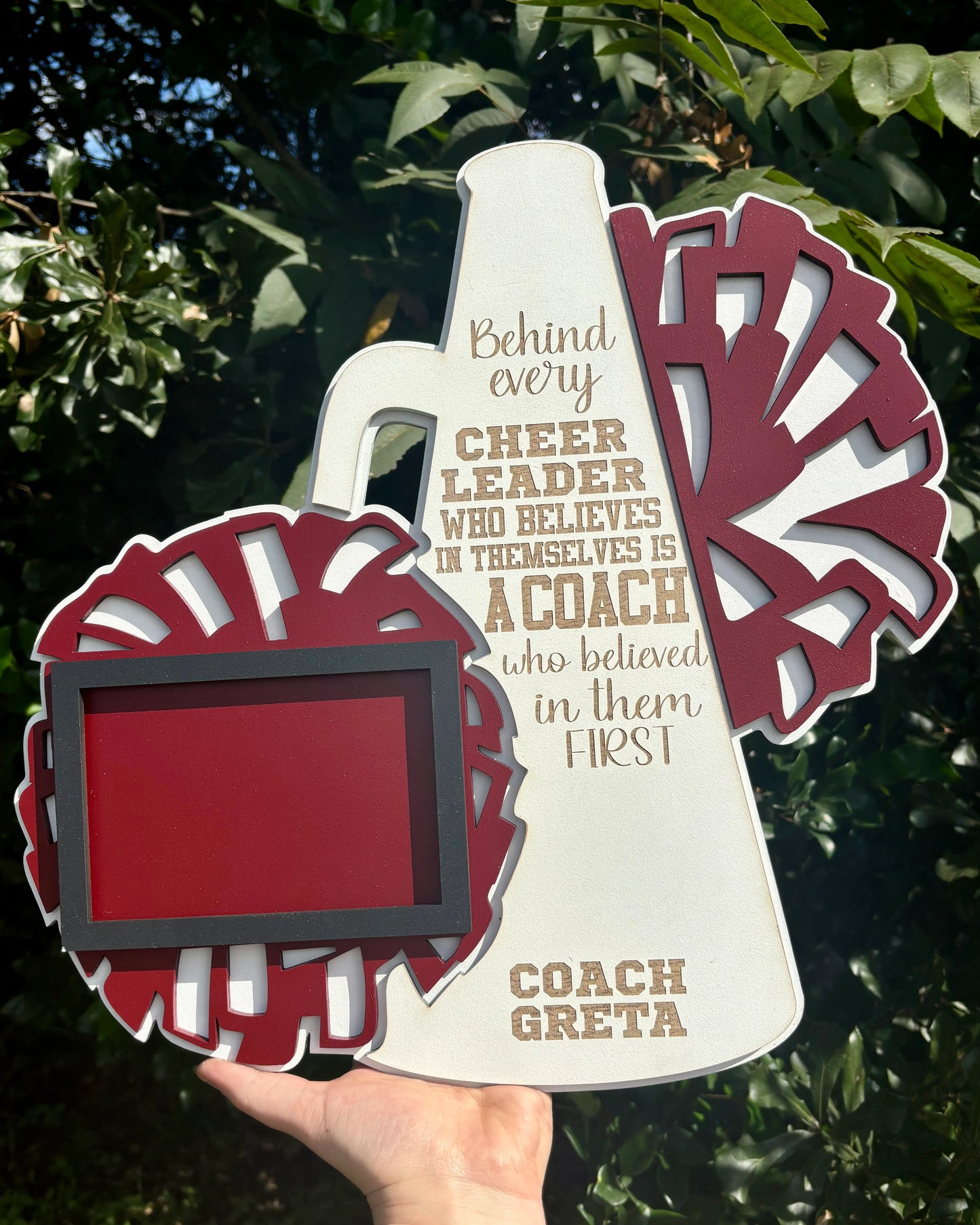 Custom Cheer Coach Photo Frame | Personalized Cheer Wall Hanging | Cheer Team Gift | Cheer Picture Frame